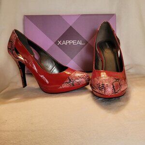 x-appeal, size 9, red  snakeskin